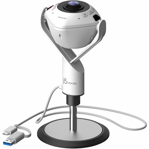 j5create JVU368-N - Webcam - 5 Megapixel - 30 fps - Schwarz, Weiß - 1 - 1920 x 1080 Pixel Videoauflösung - Full HD - 360° 