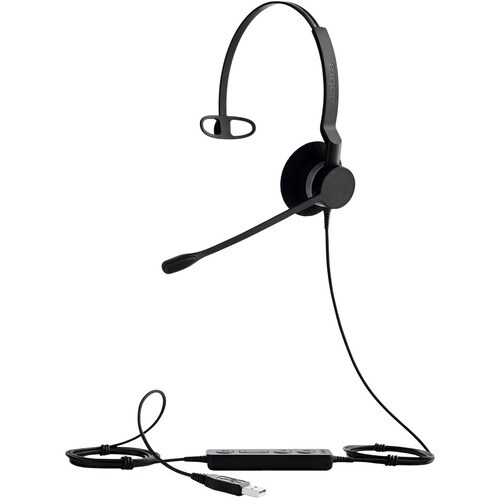 Jabra BIZ 2300 USB UC Wired Over-the-head Mono Headset - Black - Monaural - Supra-aural - Noise Cancelling, Noise Reductio