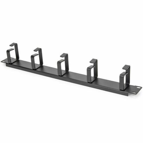 Rocstor 1U 19in Metal Rackmount Cable Management Panel - Cable Management Panel - Black - 1U Rack Height x 19" Panel Width