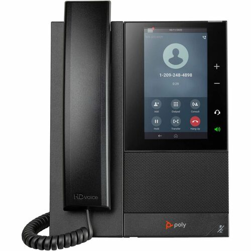 Poly CCX 505 IP Phone - Corded - Corded/Cordless - Wi-Fi, Bluetooth - Desktop, Wall Mountable - Black - 24 x Total Line - 