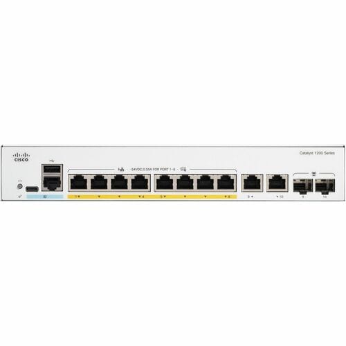 Cisco Catalyst 1200 C1200-8P-E-2G 10 Anschlüsse Verwaltbar Ethernet-Switch - Gigabit-Ethernet - 1000Base-X, 10/100/1000Bas