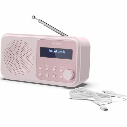 Sharp Tuner - Tragbar, Desktop - Pink - 20 x FM, 20 x DAB, 20 x DAB/DAB+ - Kabellos - Bluetooth - USB - Kopfhörer - 4 x AA
