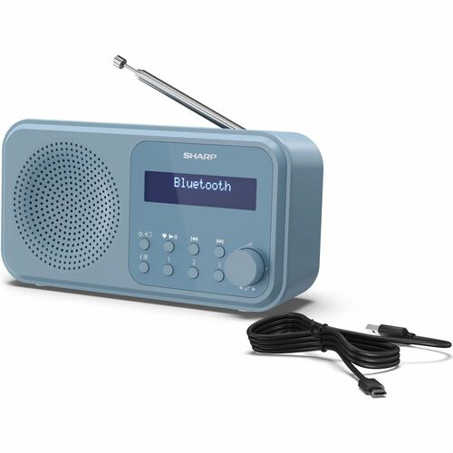 Sharp Tuner - Tragbar, Desktop - Blau - 20 x FM, 20 x DAB, 20 x DAB/DAB+ - LED Display - Kabellos - Bluetooth - USB - Kopf