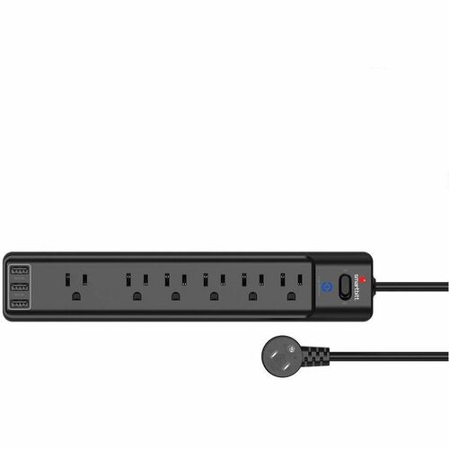 Smartbitt Supresor de Picos SBSS-B6-3U, 6 Salidas, 3 Puertos USB, 1.800 Joules