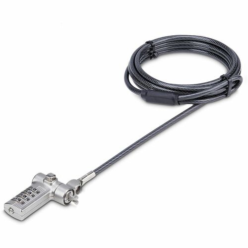 StarTech.com Universal Laptop Lock 6.6ft, Security Cable For Notebook Compatible w/Noble Wedge®/Nano/K-Slot; Keyless Combo