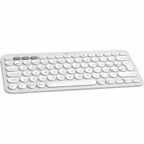 Logitech Pebble Keys 2 K380s Keyboard - Wireless Connectivity - USB Interface - Spanish - QWERTY Layout - Tonal White - Bl