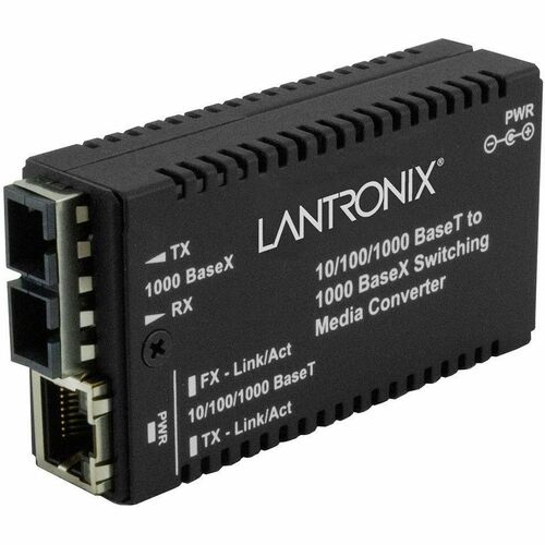 Lantronix M/GE-PSW-LX-01 Transceiver/Media Converter - 1 x Network (RJ-45) - 1 x SC Ports - Single-mode - 1310 nm Fiber - 