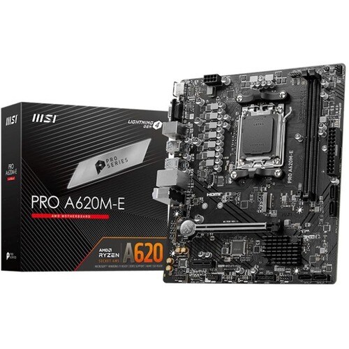 MSI Pro PRO A620M-E Gaming Desktop Motherboard - AMD A620 Chipset - Socket AM5 - Micro ATX - Ryzen 7 Processor Supported -