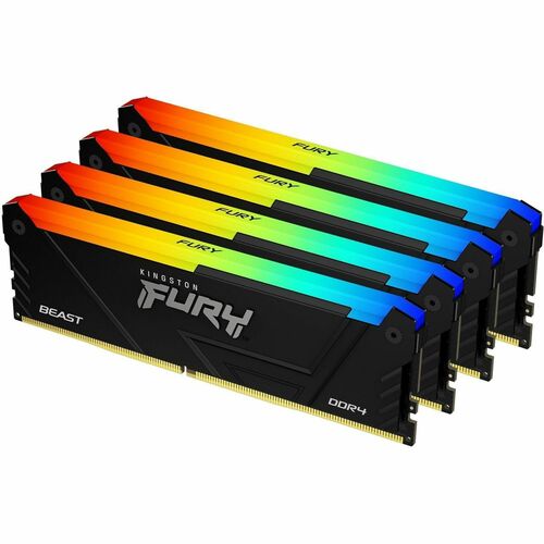 Kingston FURY Beast RAM Module for Motherboard - 64 GB (4 x 16GB) - RGB - DDR4-3200/PC4-25600 DDR4 SDRAM - 3200 MHz Dual-r