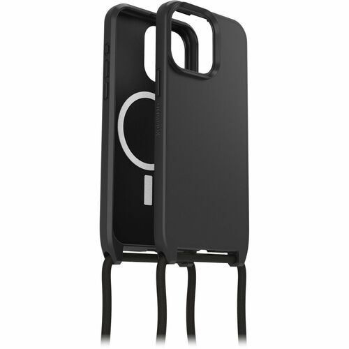 OtterBox React Carrying Case Apple iPhone 15 Pro Max Smartphone - Black - Drop Resistant - Nylon, Plastic Body - Neck Stra