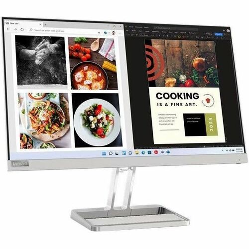 Lenovo L24i-40 24" Class Full HD LED Monitor - 16:9 - Cloud Gray - 60.5 cm (23.8") Viewable - In-plane Switching (IPS) Tec