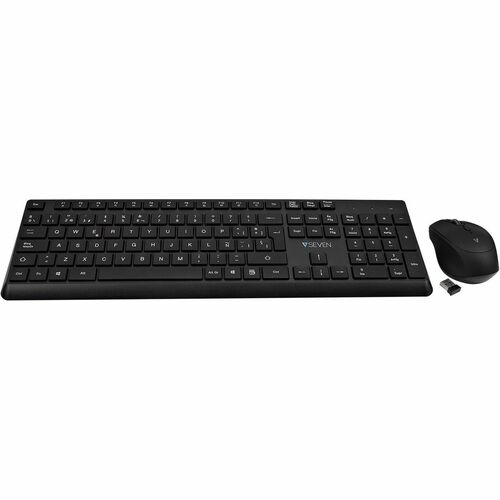 Clavier et souris V7 CKW350ES - Espagnol - Sans fil RF 2,40 GHz Clavier - 107 Touches - Couleur du clavier/pavé tactile: N