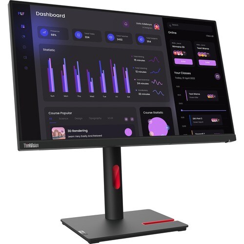 Lenovo ThinkVision T24i-30 60.96 cm (24.00") Class Full HD LED Monitor - 16:9 - Raven Black - 60.45 cm (23.80") Viewable -