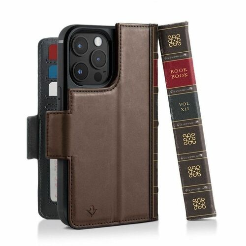Twelve South BookBook Carrying Case (Book Fold) Apple iPhone 15 Pro Smartphone - Brown - Leather Body