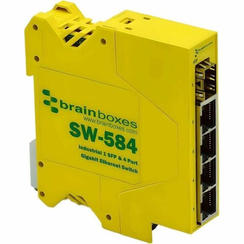 Brainboxes 1 SFP & 4 Port Gigabit Ethernet Switch - 4 Ports - Gigabit Ethernet - 10/100/1000Base-T, 1000Base-X - 2 Layer S