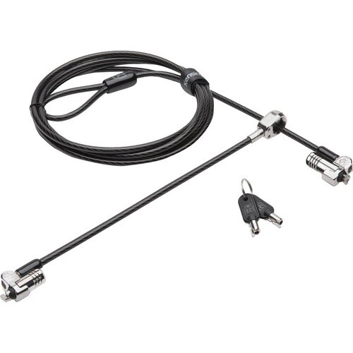 Kensington NanoSaver Keyed Dual Head Laptop Lock - 1.80 m Cable - Keyed Lock - Carbon Steel - For Notebook, Tablet