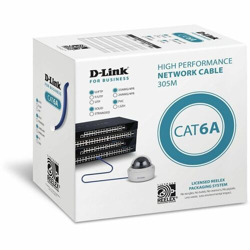 D-Link 305 m Category 6a Network Cable - Cable for Network Device - 10 Gbit/s - 23 AWG - Blue