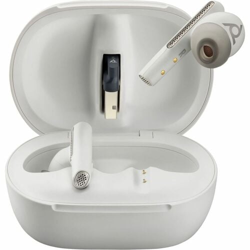 Poly Voyager Free 60+ UC Wireless Earbud Stereo Earset - White Sand - Microsoft Teams Certification - Siri, Google Assista
