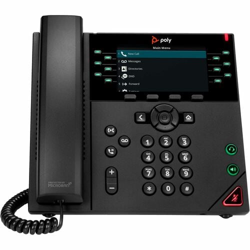 Poly VVX 450 IP Phone - Corded - Corded - 3 Multiple Conferencing - Desktop, Wall Mountable - Black - 12 x Total Line - Vo