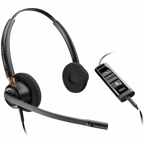 Poly EncorePro 525 Wired Over-the-head, On-ear Stereo Headset - Black - Microsoft Teams Certification - Binaural - Supra-a