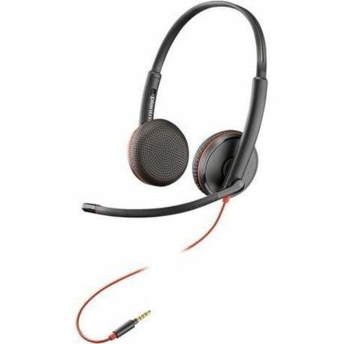 Poly Blackwire C3225 Wired On-ear, Over-the-head Stereo Headset - Black - Binaural - Supra-aural - 32 Ohm - 20 Hz to 20 kH