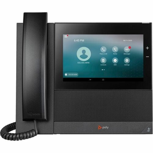 Poly CCX 600 IP Phone - Corded - Corded/Cordless - Bluetooth, Wi-Fi - Desktop - Black - VoIP - 2 x Network (RJ-45) - PoE P