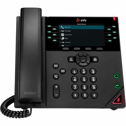 Poly VVX 450 IP Phone - Corded - Corded - Desktop, Wall Mountable - Black - VoIP - 2 x Network (RJ-45) - PoE Ports