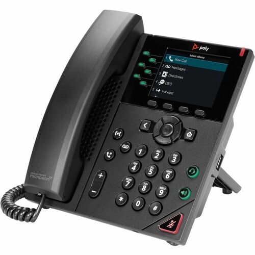 Poly VVX 350 IP Phone - Corded - Corded - 3 Multiple Conferencing - Desktop, Wall Mountable - Black - TAA Compliant - VoIP