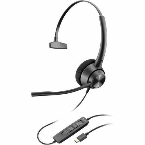 Poly EncorePro 310 Kabel Kopfbügel, Auf den Ohren Mono Headset - Schwarz - TAA-konform - Monaural - Ohraufliegend - 20 Hz 