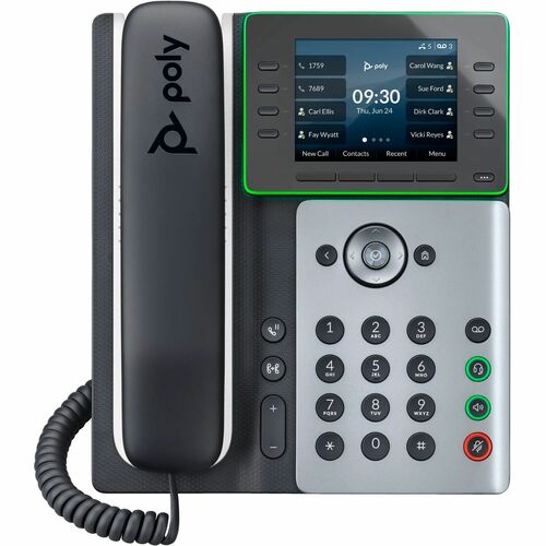 Poly Edge E350 IP Phone - Corded - Corded/Cordless - Wi-Fi, Bluetooth, NFC - 3 Multiple Conferencing - Desktop, Wall Mount