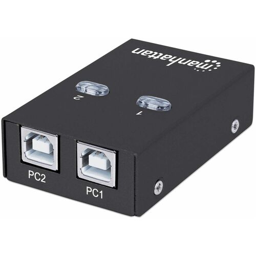 USB-A Automatic Sharing Switch, 2x USB-B Ports, 480 Mbps (USB 2.0), Dual Control (Auto-Sensing or Manual), Bus Powered, Hi
