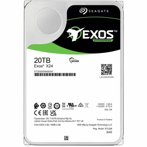 Seagate Exos X24 ST20000NM005H 20 TB Hard Drive - 3.5" Internal - SAS (12Gb/s SAS) - Conventional Magnetic Recording (CMR)