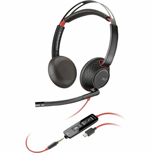 Poly Blackwire 5220 Wired On-ear, Over-the-head Stereo Headset - Black - Microsoft Teams Certification - Binaural - Supra-