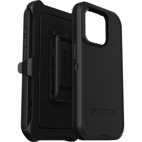 OtterBox Defender Rugged Carrying Case (Holster) Apple iPhone 15 Pro Smartphone - Black - Drop Resistant, Shock Absorbing,