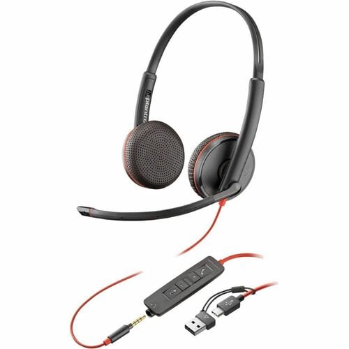 Poly Blackwire 3225 Kabel Auf den Ohren, Kopfbügel Stereo Headset - Schwarz - Binaural - Ohraufliegend - 20 Hz bis 20 kHz 