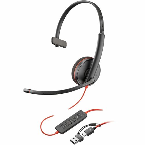 Cuffie Poly Blackwire 3210 Cavo On-ear Mono - Nero - Monoaurale - Ear-cup - 32 Ohm - 158,5 cm Cavo - Omni-directional Micr