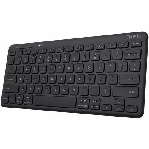 Trust Lyra Keyboard - Wireless Connectivity - USB 1.1 Type A Interface - Spanish - QWERTY Layout - Black - Scissors Keyswi