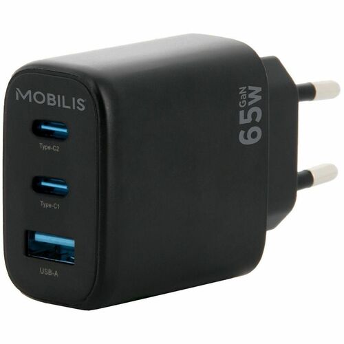 MOBILIS 65 W AC Adapter - Universal Adapter - 1 USB - 2 USB Type-C - For Tablet PC, Notebook, Smartphone - Black