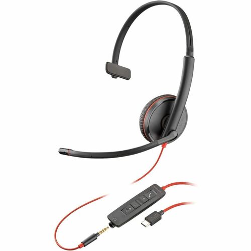 Poly Blackwire C3215 Wired Over-the-head, On-ear Mono Headset - Black - Monaural - Ear-cup - 32 Ohm - 20 Hz to 20 kHz - 22