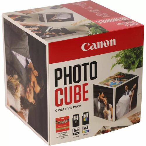 Cartouche d'Encre/Kit de Papier D'origine Canon ChromaLife100 PG-560 + CL-561 Standard Rendement Jet d'encre - Noir, Cyan,