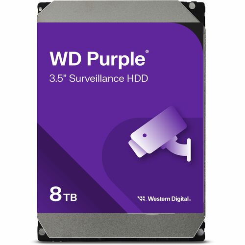 WD Purple Festplatte - 3,5" Intern - 8 TB - SATA (SATA/600) - Conventional Magnetic Recording (CMR) Method - 180 TB TBW