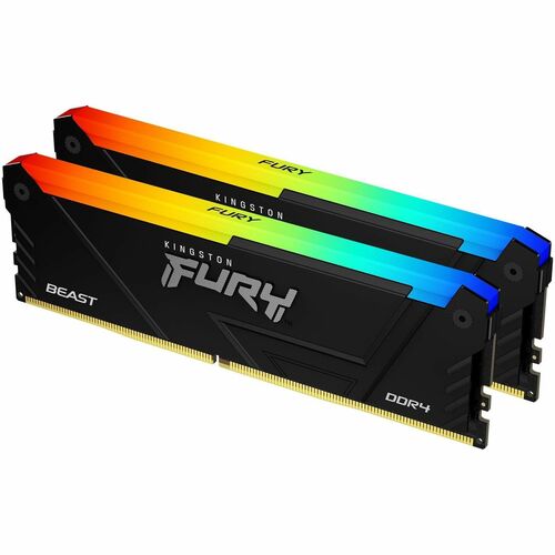 Kingston FURY Beast 32GB (2 x 16GB) DDR4 SDRAM Memory Kit - For Motherboard - 32 GB (2 x 16GB) - RGB - DDR4-3200/PC4-25600