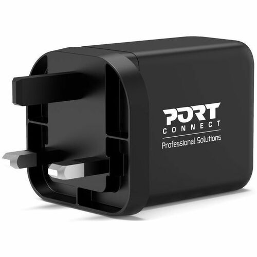 Port Connect 65 W AC Adapter - 1 USB - 2 USB Type-C - For Notebook - United Kingdom - 2 m Cable - 120 V AC, 230 V AC Input