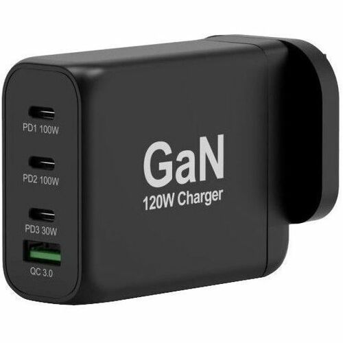 Port Connect 120 W AC Adapter - 1 USB - 3 USB Type-C - For Notebook - Europe - 2 m Cable - 120 V AC, 230 V AC Input - 5 V 