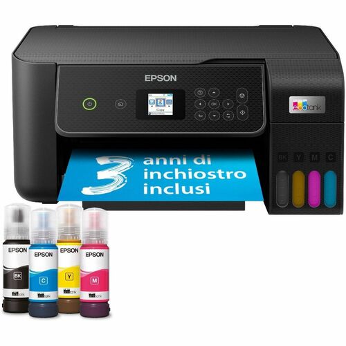 Epson ET-2870 Wired & Wireless EcoTank Inkjet Multifunction Printer - Colour - Black - Copier/Printer/Scanner - 33 ppm Mon