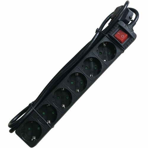 M-CAB Eco-Line Power Strip - Right-angled Connector - 6 x AC Power - 1.50 m Cord - 16 A Current - 3.68 kW - Black