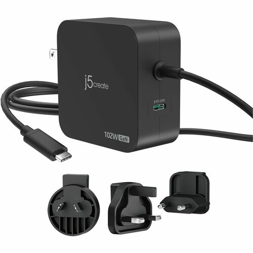 j5create 102 W AC Adapter - 1 Pack - Universal Adapter - 2 USB Type-C - For Headphone, Notebook, Portable Gaming Console, 