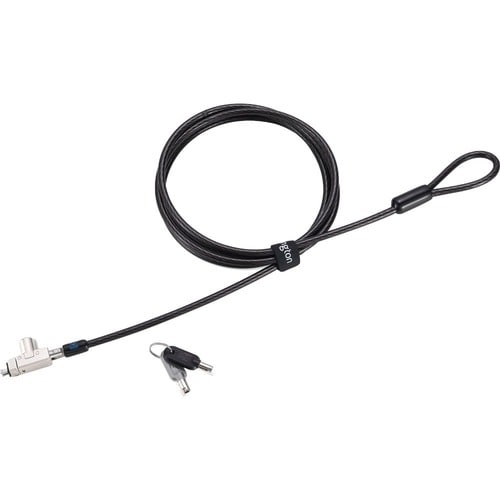 Kensington Slim N17 2.0 Keyed Laptop Lock for Wedge-Shaped Slots - Master Keyed - 1.80 m Cable - Master Keyed Lock - Carbo