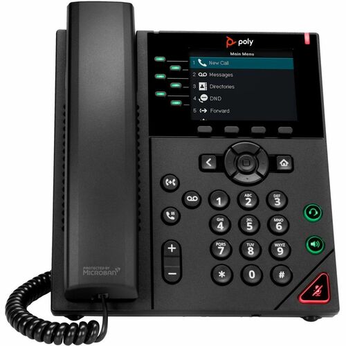 Poly VVX 350 IP Phone - Corded - Corded - Desktop, Wall Mountable - Black - TAA Compliant - 24 x Total Line - VoIP - 8.9 c