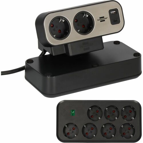 Brennenstuhl Power Strip - Right-angled Connector - 2 x AC Power, 7 x AC Power - 2 m Cord - 230 V AC Voltage - 3.68 kW - D